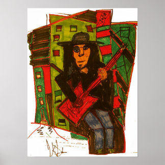Poster guitarra vermelha