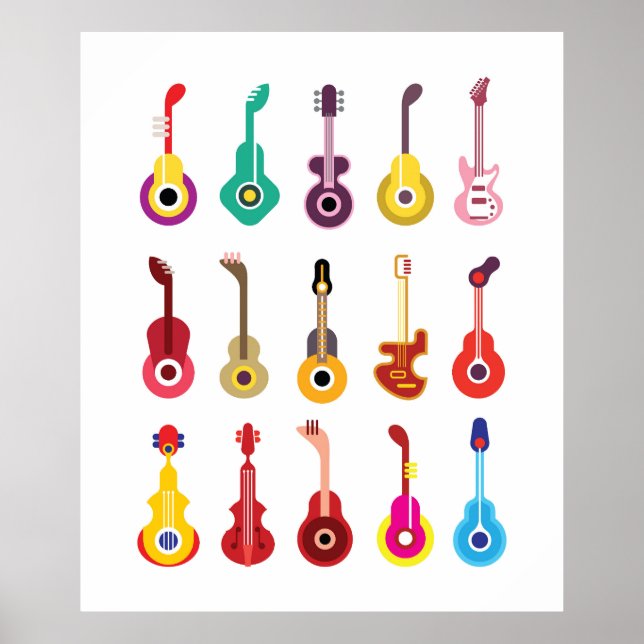 Poster Guitarras coloridas (Frente)