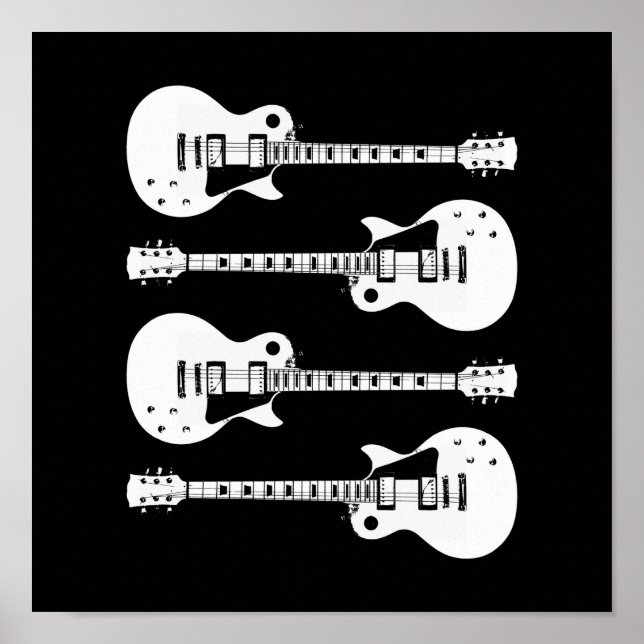 Póster Guitarras Elétricas em Branco (Frente)