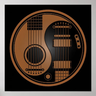 Póster Guitarras Elétricas Marrons e Negras Acústicas - Y