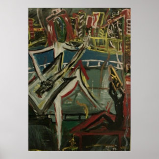 Póster Guitarrista Abstrato