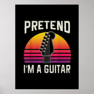 Poster Guitarrista Finge Que Sou Um Aniversário De Violão