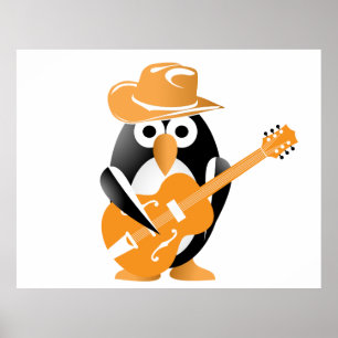 Póster guitarrista pinguim