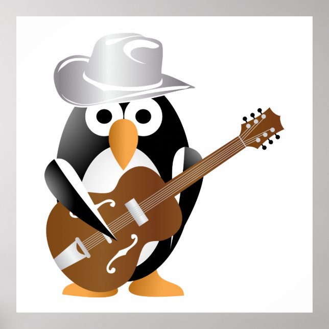 Póster guitarrista pinguim (Frente)