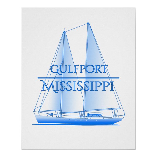 Póster Gulfport Coastal Nautical Sailing (Frente)