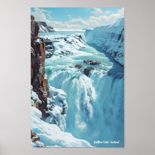 Poster Gullfoss Falls Islândia Viagem