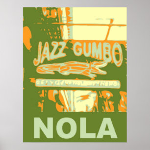 Póster Gumbo do jazz de Nova Orleães Nola