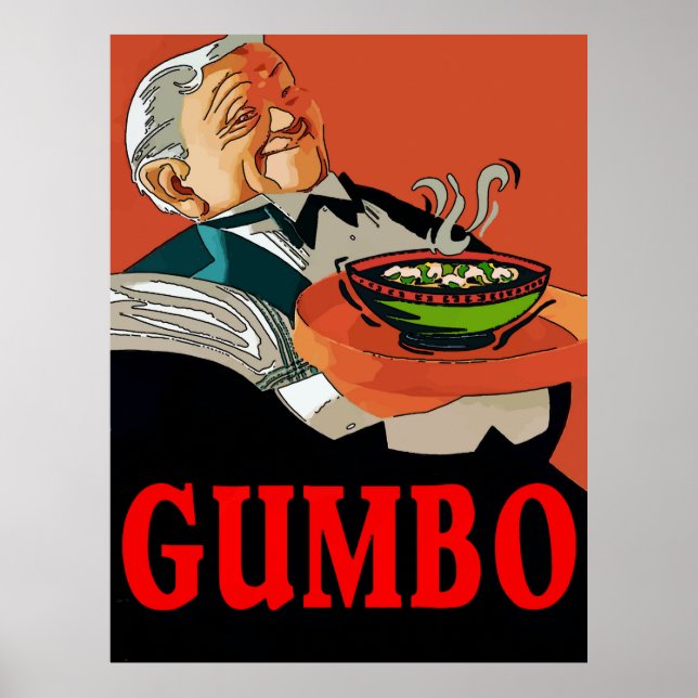 Poster Gumbo,garçom vintage (Frente)