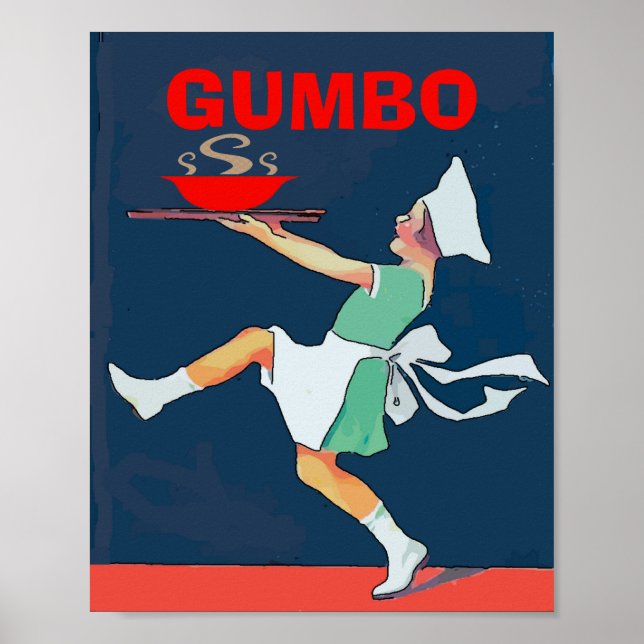 Poster GUMBO, garota com tigela, cozinha (Frente)