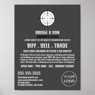 Poster Gun Target, Gunsmith, Publicidade Gunstore