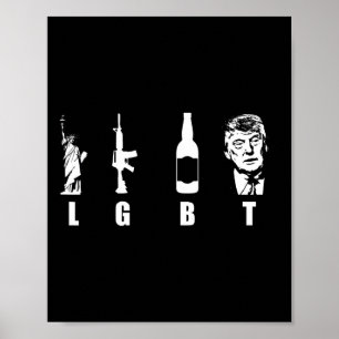 Poster Guns Beer Trump 2020 - Trump Pence Maga