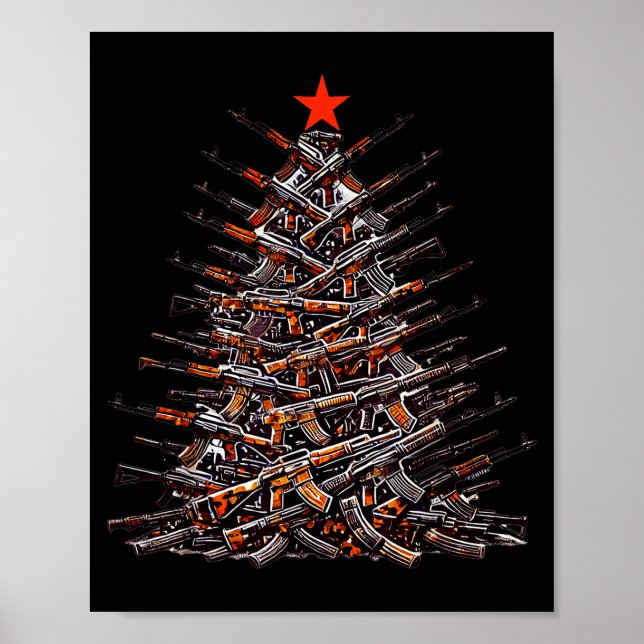 Poster Guns Christmas Tree Funny Xmas 2025 For Gun Lover  (Frente)