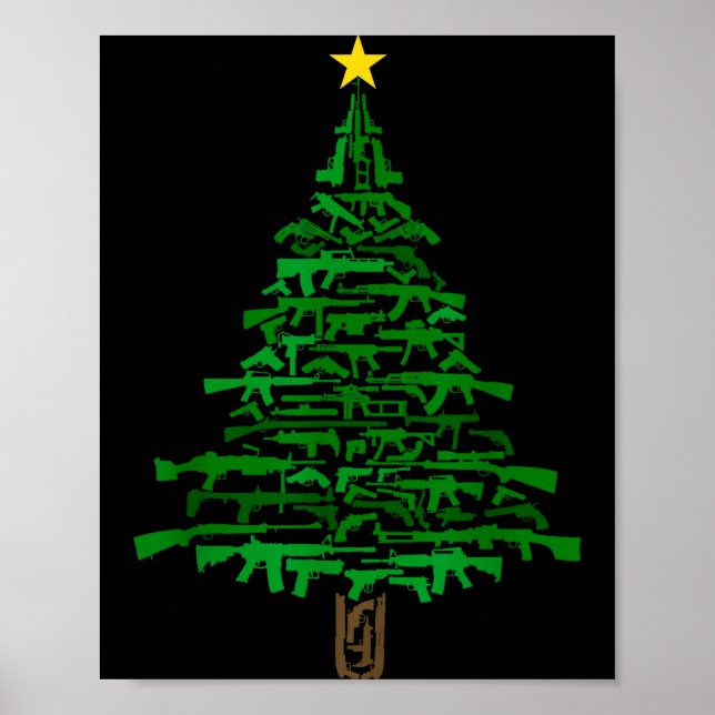 Poster Guns Christmas Tree - Xmas Gift For Guns Lover  (Frente)