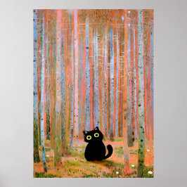 Poster Gustav Klimt Cat Pine Forest