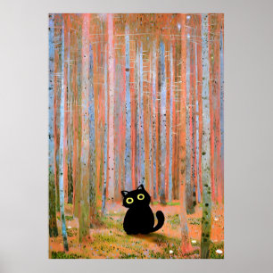 Poster Gustav Klimt Cat Pine Forest