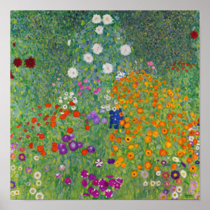 Poster Gustav Klimt Flower Garden Vintage Art Nouveau