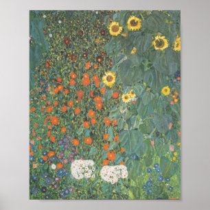 Poster Gustav Klimt Garden com Girassóis