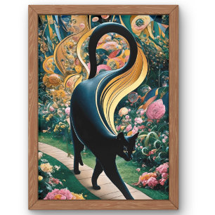 Poster Gustav Klimt Gato Preto em um Jardim de Flores, Ar