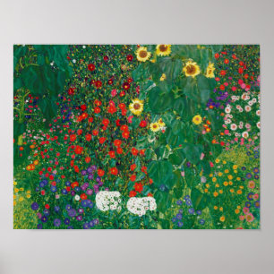Poster Gustav Klimt - Jardim de Fazenda com Girassóis
