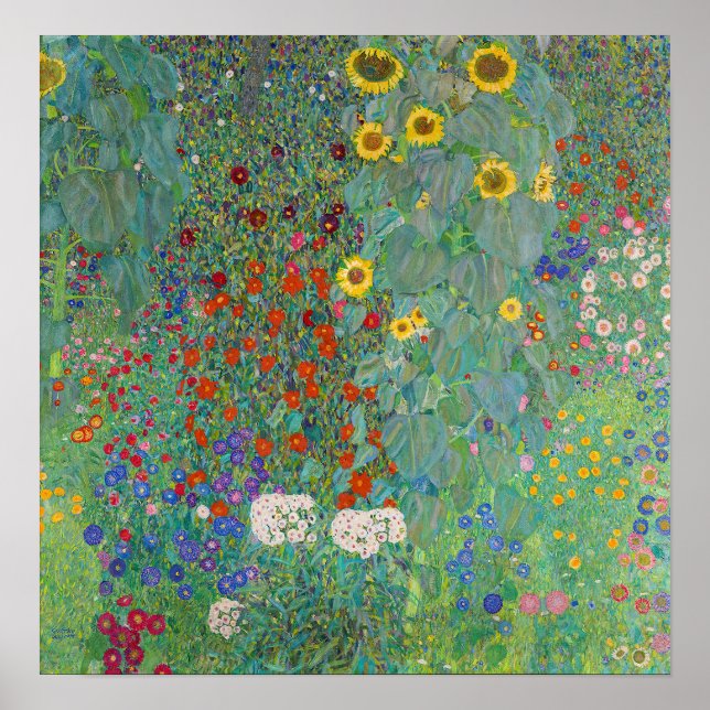 Poster Gustav Klimt - Jardim do País com Girassóis (Frente)