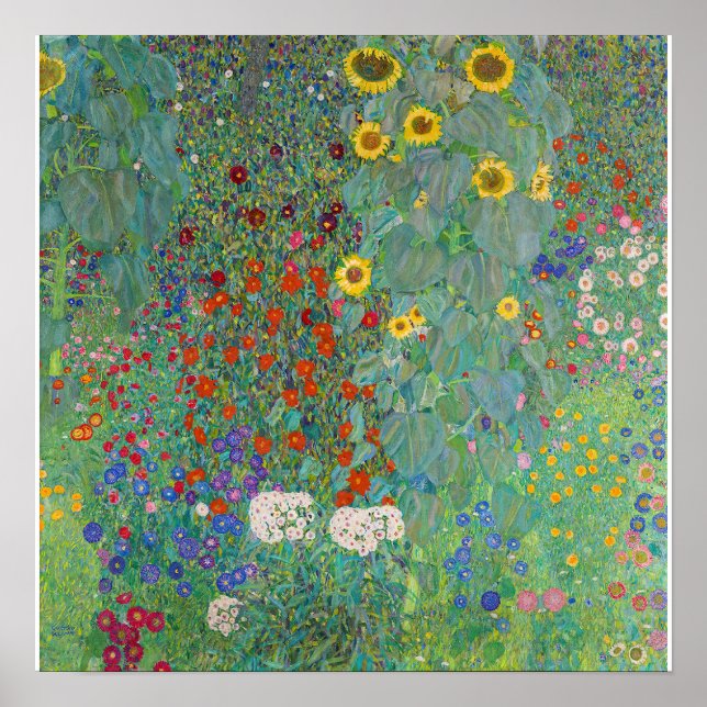 Poster Gustav Klimt - Jardim do País com Girassóis (Frente)