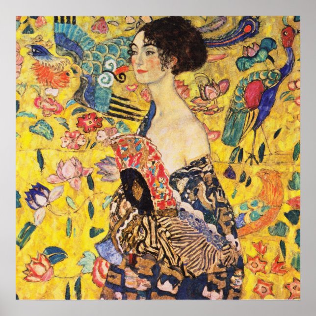 Poster Gustav Klimt Lady with Fan (Frente)