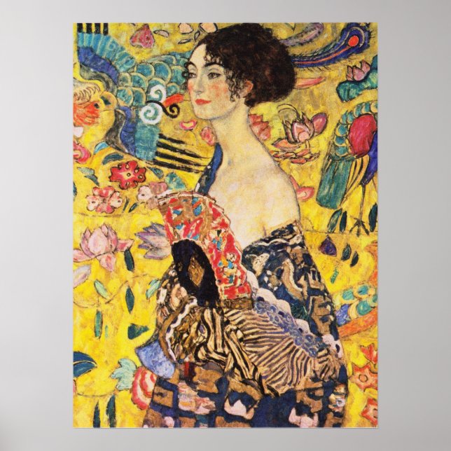 Poster Gustav Klimt Lady with Fan (Frente)