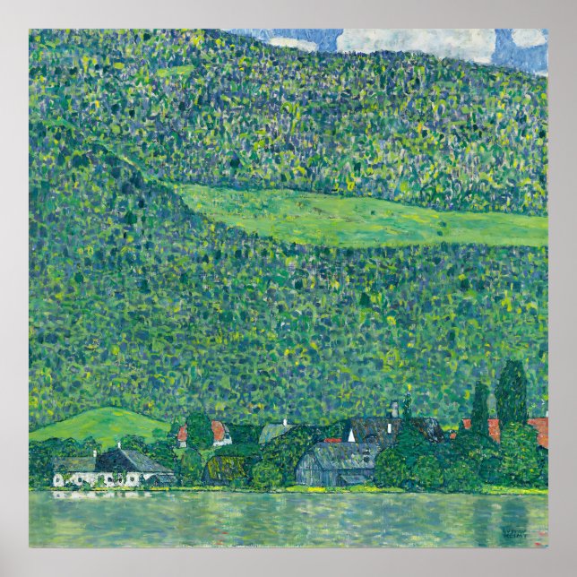 Poster Gustav Klimt - Litzenberg no lago Attersee (Frente)