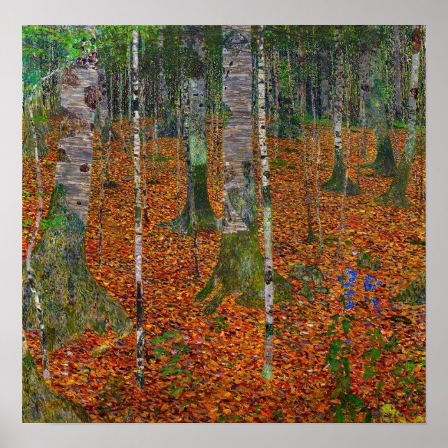 Poster Gustav Klimt - Madeira de Birch (Frente)