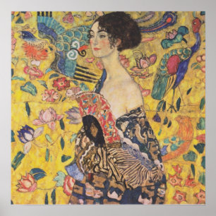 Poster Gustav Klimt - Mulher com fã