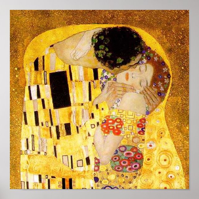 Poster Gustav Klimt O Beijo (Frente)