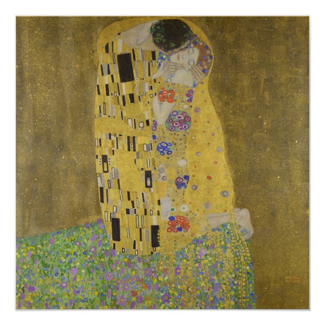 Póster Gustav Klimt O Beijo (Frente)