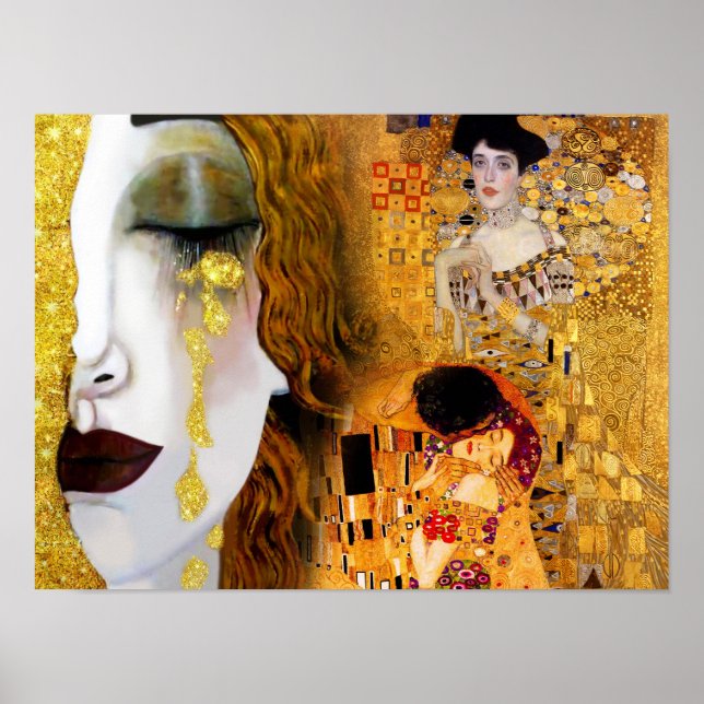 Poster Gustav Klimt, pinturas Collage, Arte Combinada (Frente)