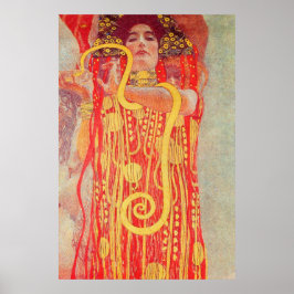 Póster Gustav Klimt Red Woman Dourada pintura Cobra