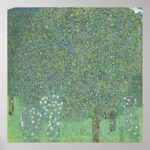 Póster Gustav Klimt - Rosebushes debaixo das Árvores