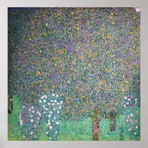 Poster Gustav Klimt - Rosebushes debaixo das Árvores