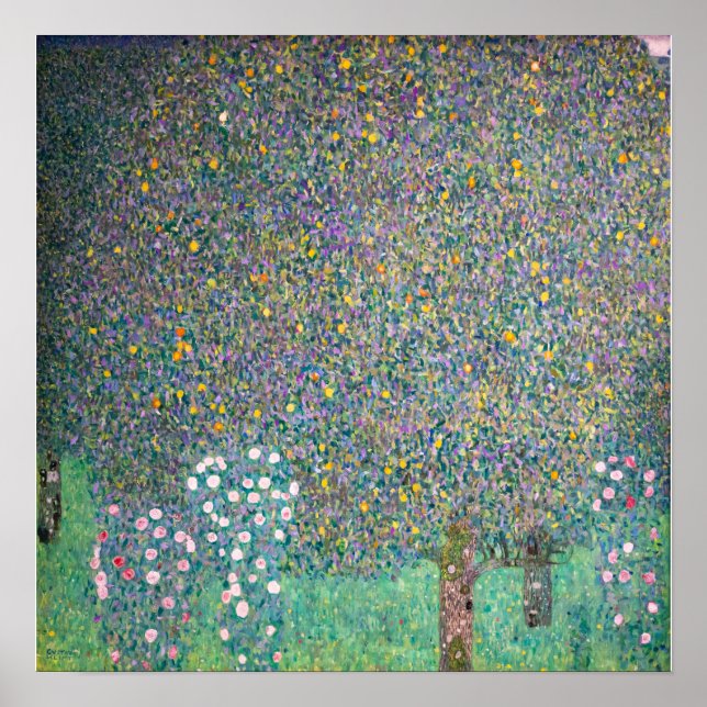 Poster Gustav Klimt - Roseiras sob as Árvores (Frente)