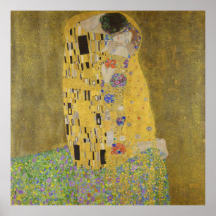 Poster Gustav Klimt-The Kiss Trabalho de arte Folha Dou