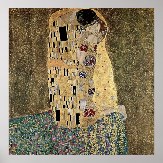 Póster Gustav Klimt's The Kiss (cerca de 1908) (Frente)