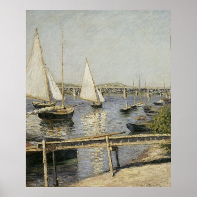 Póster Gustave Caillebotte - Barcos à vela em Argenteuil (Frente)