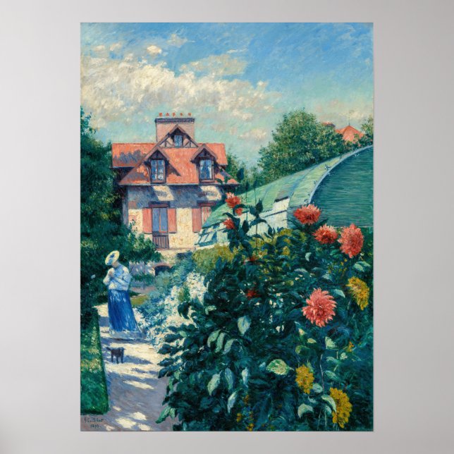 Poster Gustave Caillebotte - Dahlias, Jardim (Frente)