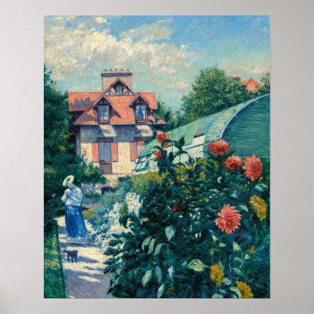 Poster Gustave Caillebotte - Dálhias, Jardim (Frente)