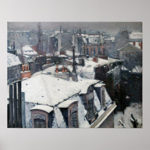 Poster Gustave Caillebotte - Telhados na neve