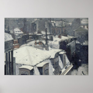 Póster Gustave Caillebotte - telhados na neve