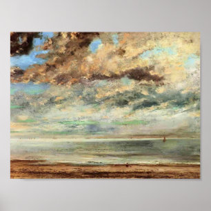 Póster Gustave Courbet- a praia, por do sol