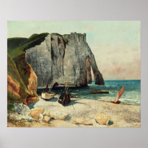 Póster Gustave Courbet   os penhascos de Etretat, o porto