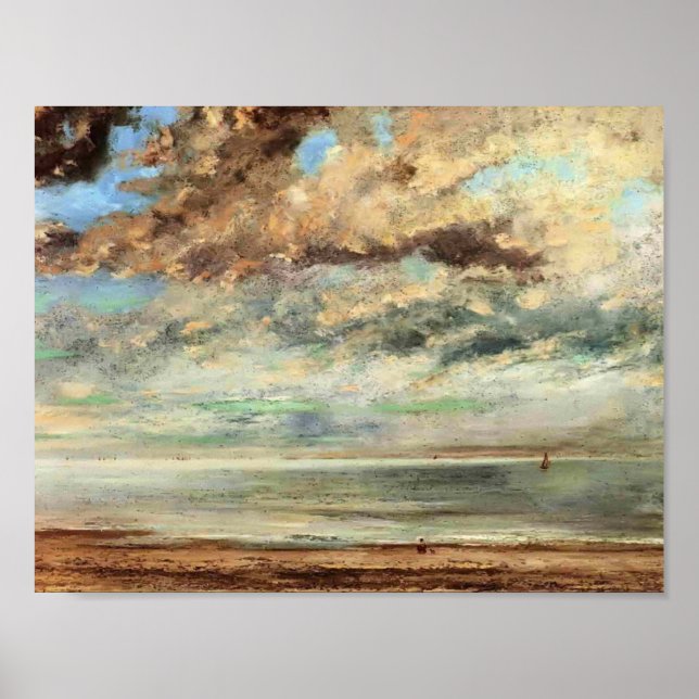Póster Gustave Courbet- The Beach, Sunset (Frente)