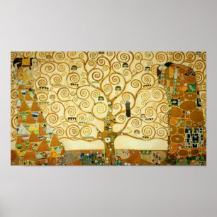 Poster Gustavo Klimt a árvore da arte Nouveau do vintage