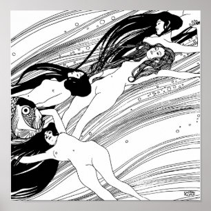 Poster Gustavo Klimt - arte japonesa surreal do sangue