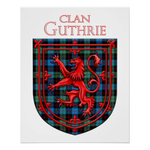 Póster Guthrie Tartan Scottish Xadrez Lion Rampant
